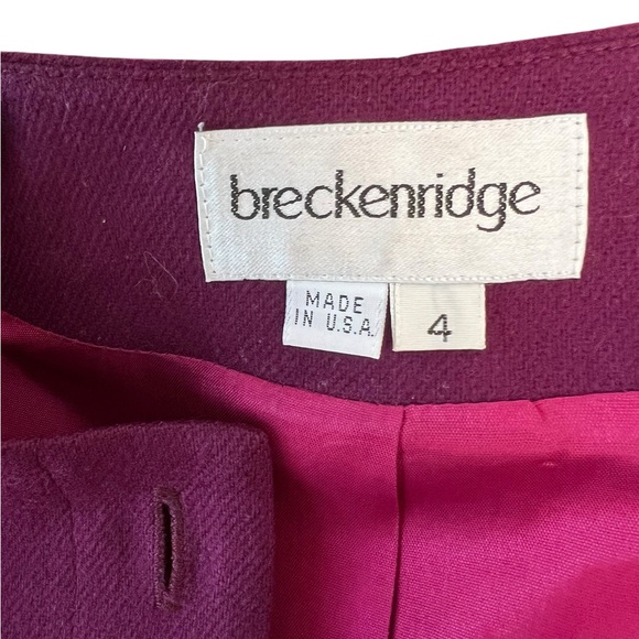 VTG breckenridge wool blazer eggplant purple women size 4 jacket hidden buttons - Picture 3 of 4